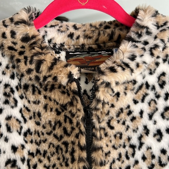 Vintage Cobblestone Canyon Faux Fur Leopard Cheetah Print Vest Size M - Picture 2 of 9